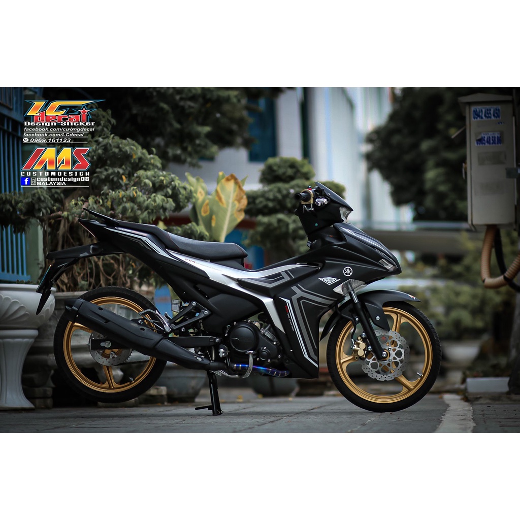 Tem rời Exciter 155 đen nhám chỉ xám trắng đẹp , tem 3 lớp cáo cấp