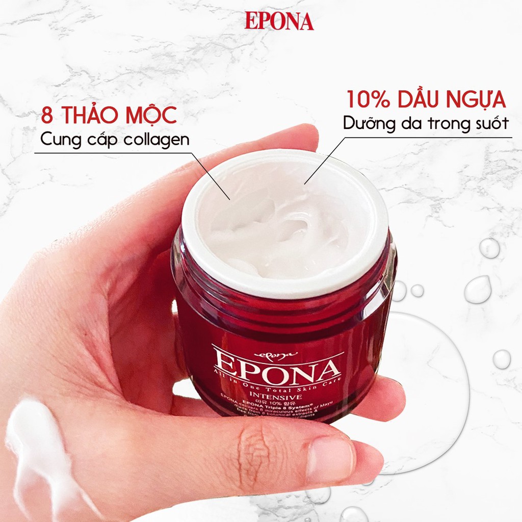 Kem Dưỡng Ngăn Ngừa Lão Hóa, Làm Sáng, Căng Bóng Da Từ Dầu Ngựa Epona All In One Total Skin Care Intensive 50ml - Màu Đỏ