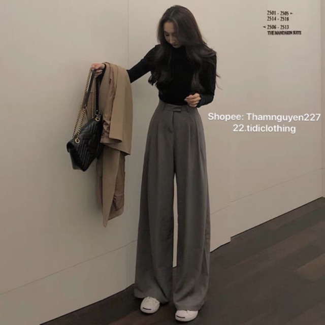 Quần ống suông chất đẹp có bigsize nhiều mẫu ulzzang / quần ống rộng cạp cao form dài culottes xếp ly