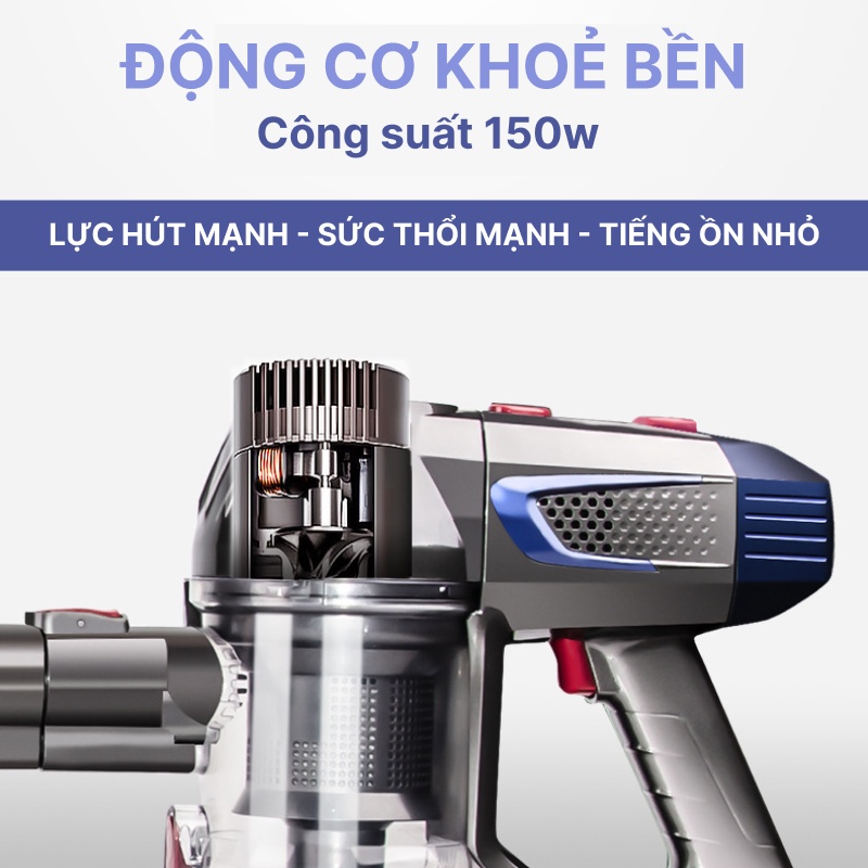 Máy Hút Bụi Zek - K7 Máy Hút Bụi Không Dây Đa Năng Không Gây Ồn Lực Hút Mạnh [Bảo Hành 1 Năm]