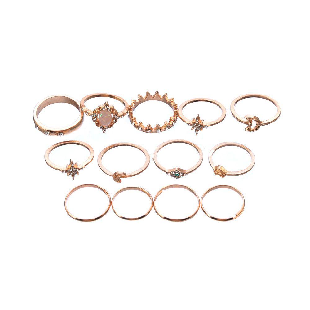 Set 13 Nhẫn Opal|Vòng Đeo Tay Bohemian|Nhẫn Midi Đeo Khớp Ngón Tay