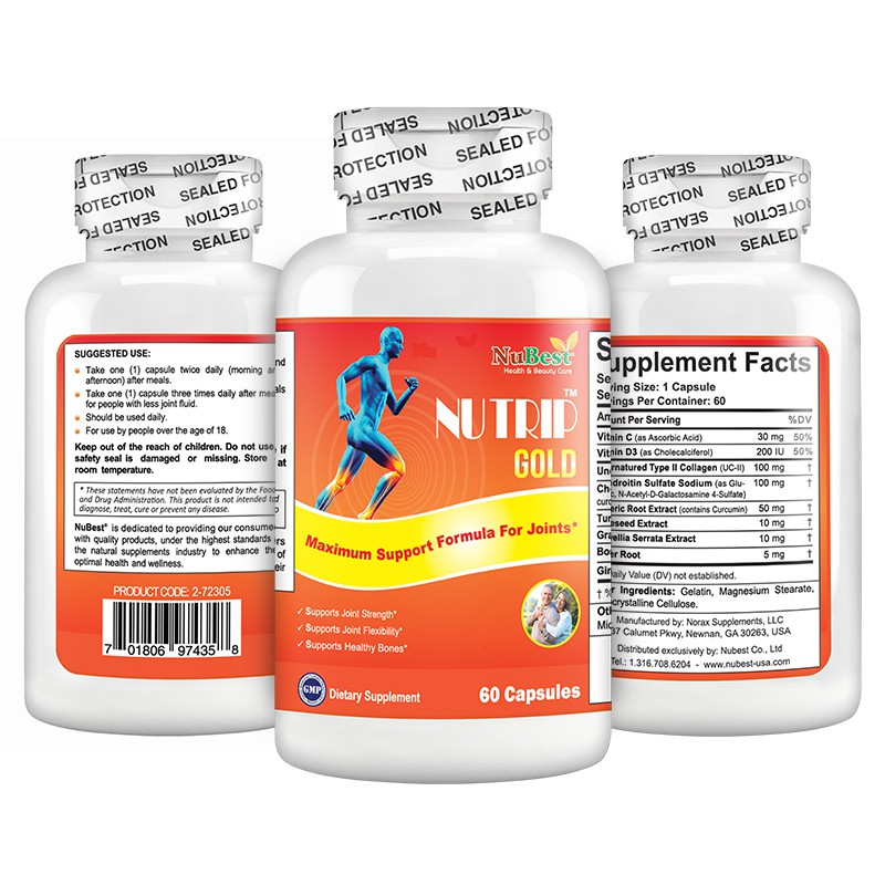 Thực Phẩm Bảo Vệ Sức Khoẻ Hỗ Trợ Xương Khớp Mỹ NuTrip Gold của thương hiệu NuBest 60 Viên/ Hộp | BigBuy360 - bigbuy360.vn