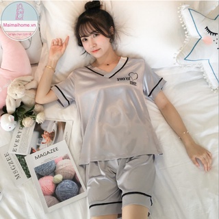 ĐỒ NGỦ (BỘ) XÁM TRƠN Lụa satin [MAIMAIHOME]