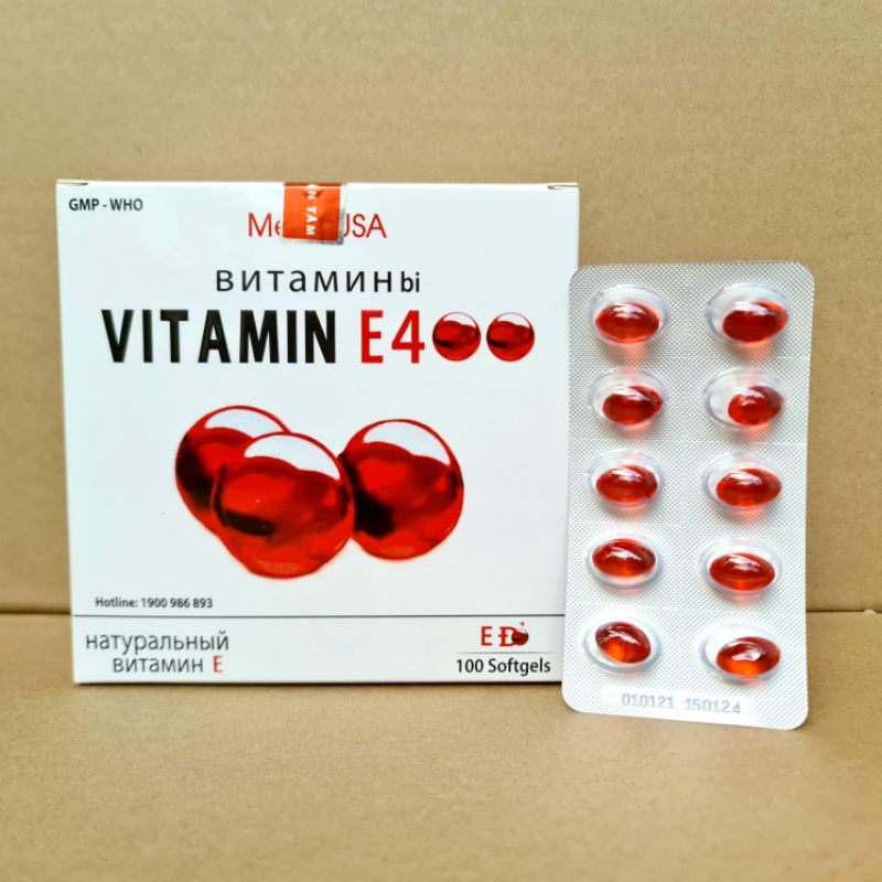 Viên uống vitamin E 400 đẹp da, sáng da, hạn chế lão hoá da hộp 100 viên