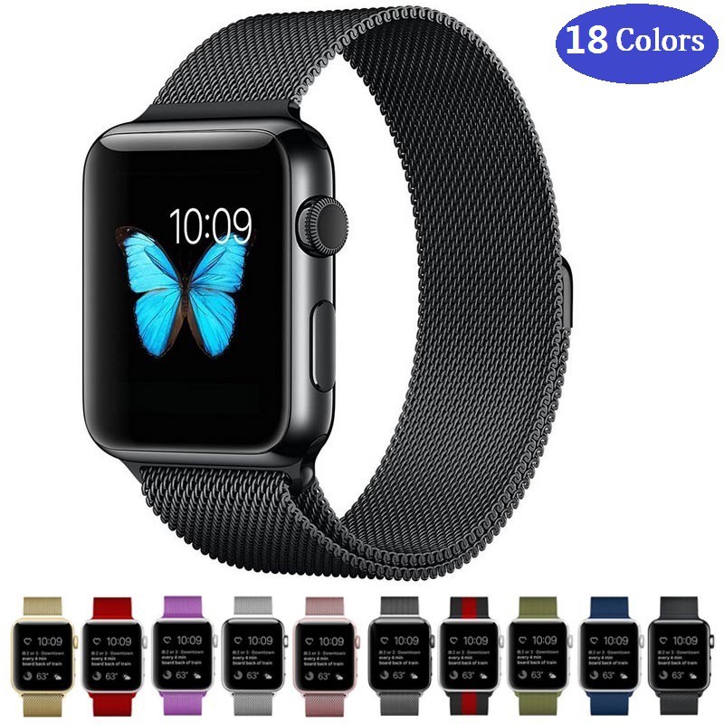 Dây đeo 38/40mm 42/44mm làm từ thép không gỉ khóa từ thay thế cho đồng hồ thông minh iWatch Series SE 6/5/4/3/2/1