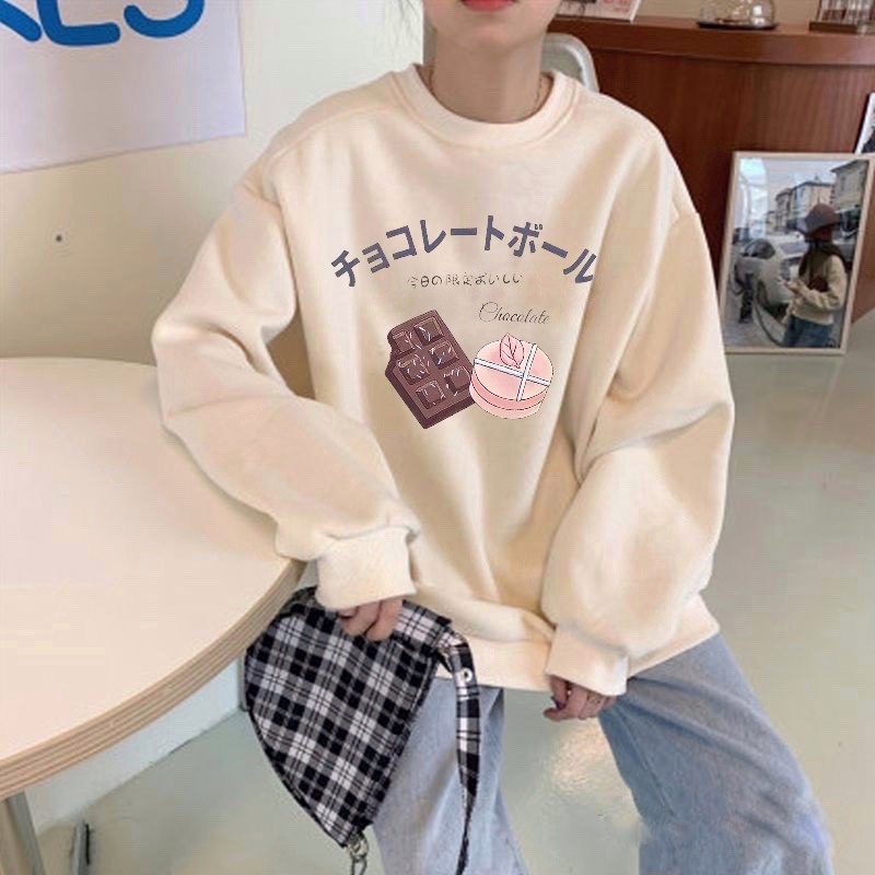 Áo Sweater Sô Cô La Chữ Ngực Nhật Unisex Form Rộng Unisex