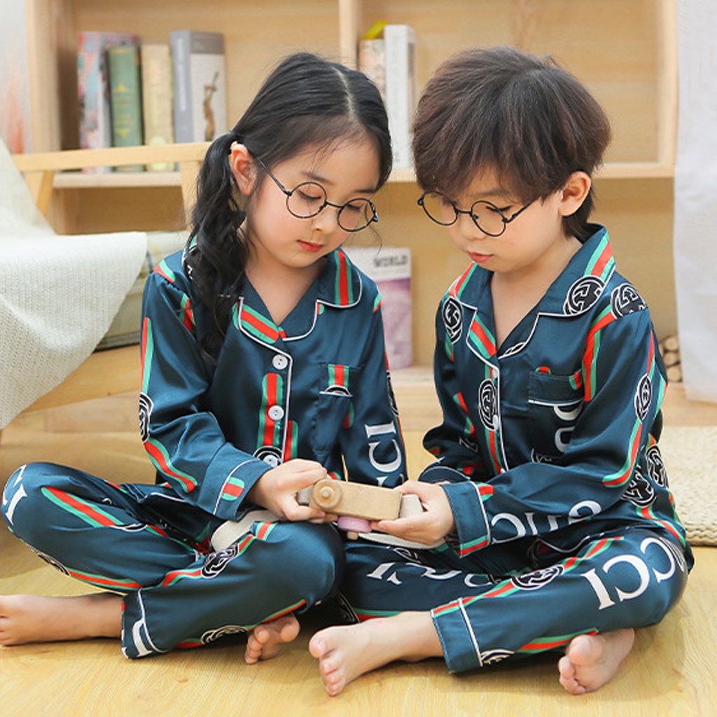 Bộ Pijama Lụa Dài Tay Cho Bé, Bộ Lụa Họa Tiết Dễ Thương Cho Bé Trai Và Bé Gái Mặc Nhà Cực Yêu - LILA KIDS