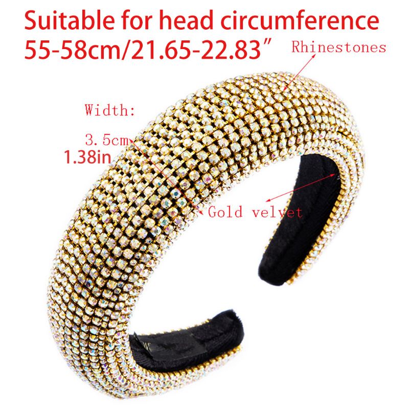 Băng Đô Đệm Xốp Đính Đá Nhiều Màu Sắc Phong Cách Baroque