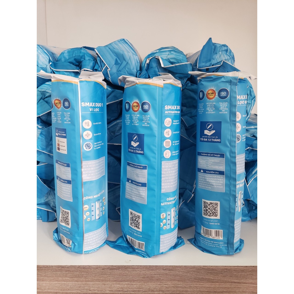 Bộ 3 Lõi lọc nước Karofi số 123 - Loại 10 inch (Dùng thay thế máy lọc nước RO)