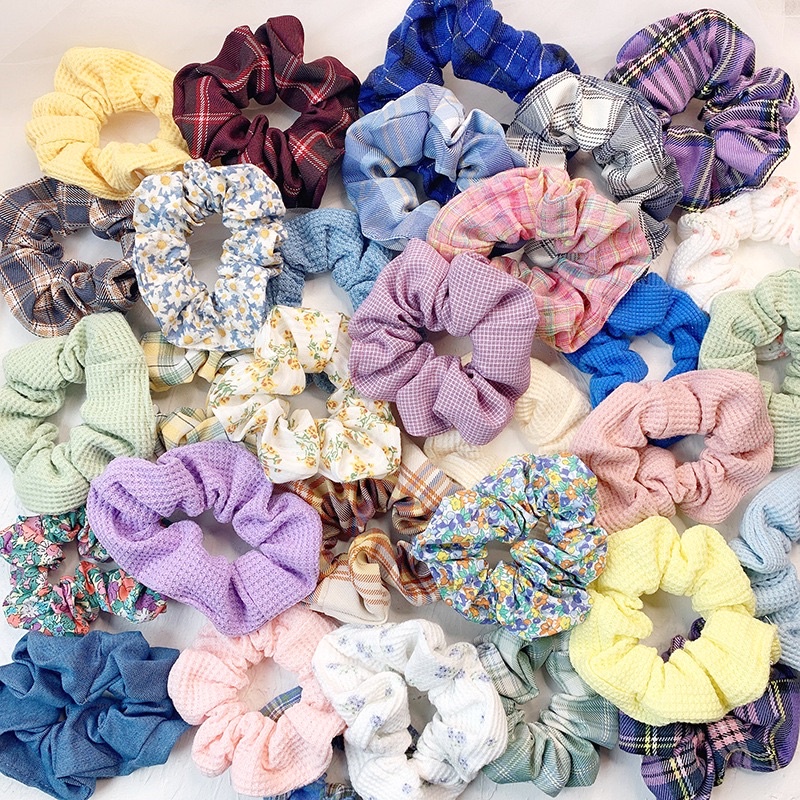 Dây buộc tóc scrunchies nữ ngẫu nhiên, Dây cột tóc vải xinh xắn ShynCloset