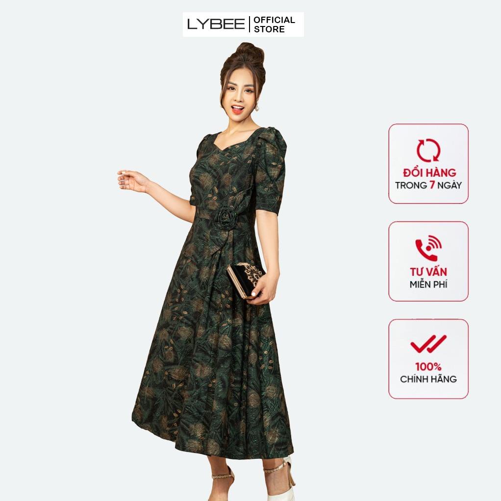 Đầm trung niên thiết kế LYBEE LV606 quà tặng cho mẹ chất thun kim sa cao cấp kích thước từ 45kg-70kg VIP