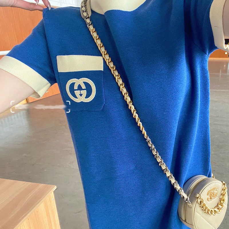 Đầm Nhỏ Màu Xanh Dương Phong Cách Pháp Cá Tính Thời Trang Xuân Thu 2021 Mới Cho Nữ