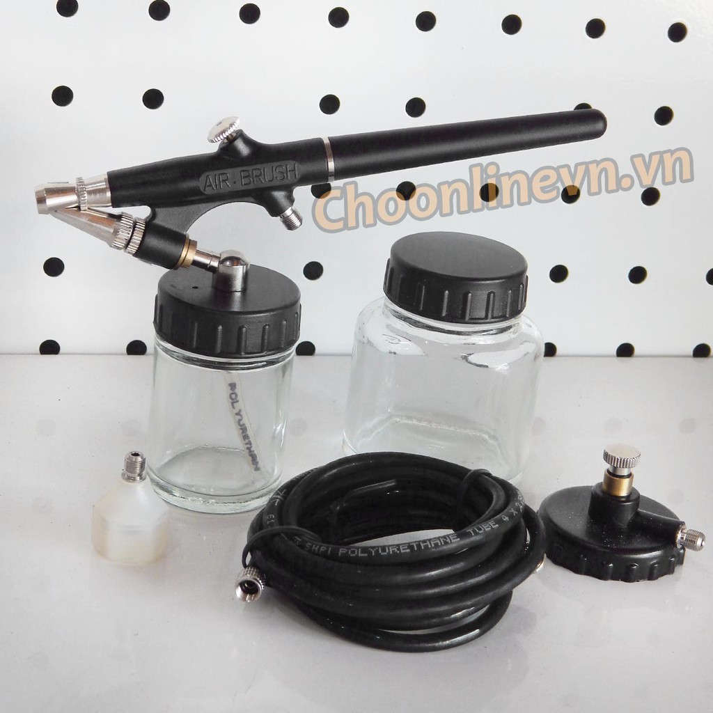 Bút phun sơn (súng vẽ mỹ thuật) vẽ mỹ thuật 2 bình thủy tinh AB-101