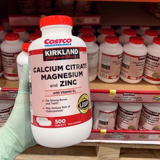 [Air bill 2/24 Mỹ] Viên uống bổ khớp Kirkland Signature Calcium Citrate Magnesium and Zinc with vitamin D3 500 viên