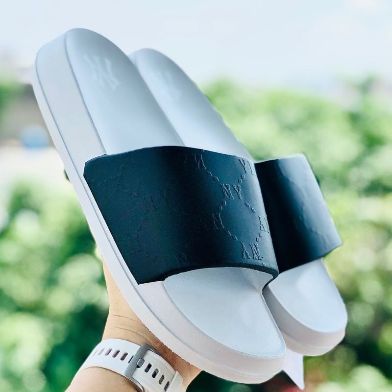Dép unisex 𝐌𝐋𝐁 ❤️FREESHIP + Hộp❤️ dép đúc mlb monogram ny bóng chày quai ngang thể thao nam nữ in nổi NY xịn, xám-đen