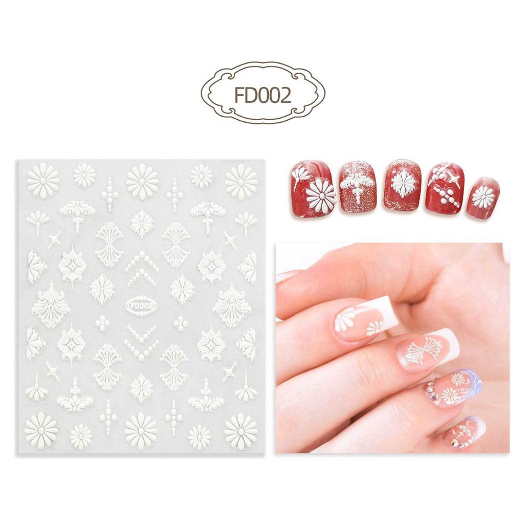 QQMALL Miếng Dán Trang Trí Móng Tay 5D Thời Trang Dành Cho Nữ