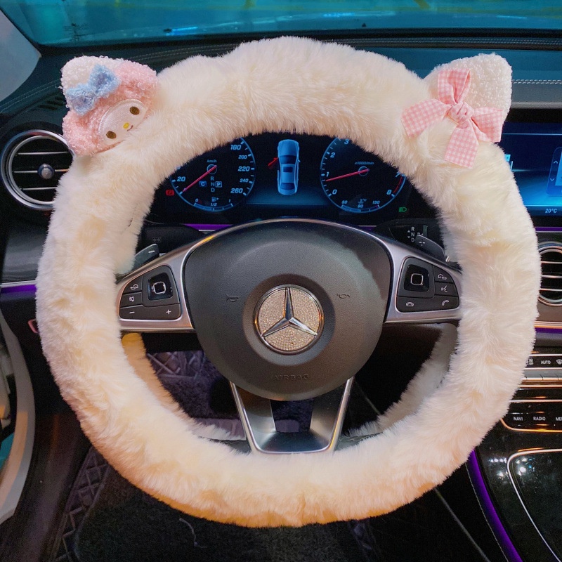 Vỏ Bọc Vô Lăng Xe Hơi Bằng Vải Bông Chống Trượt Họa Tiết Hoạt Hình Dễ Thương Thời Trang Mùa Đông Cho Nữ