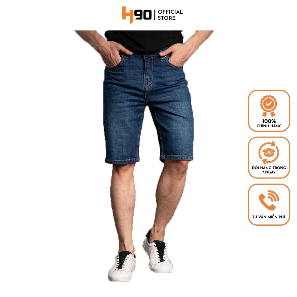 Quần Short Jean Nam Ống Rộng Chất Bò Co Giãn H90 Cao Cấp Phối Túi J018