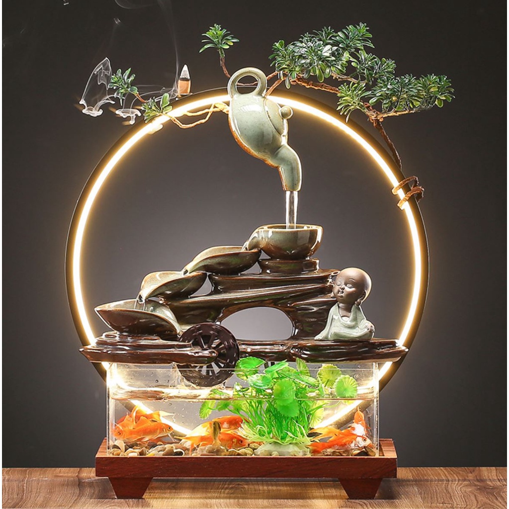 thác nước phong thủy bể cá. bể cá tiểu cảnh . thác phong thủy. bể cá mini. bể cá phong thủy hương trầm tự nhiên.