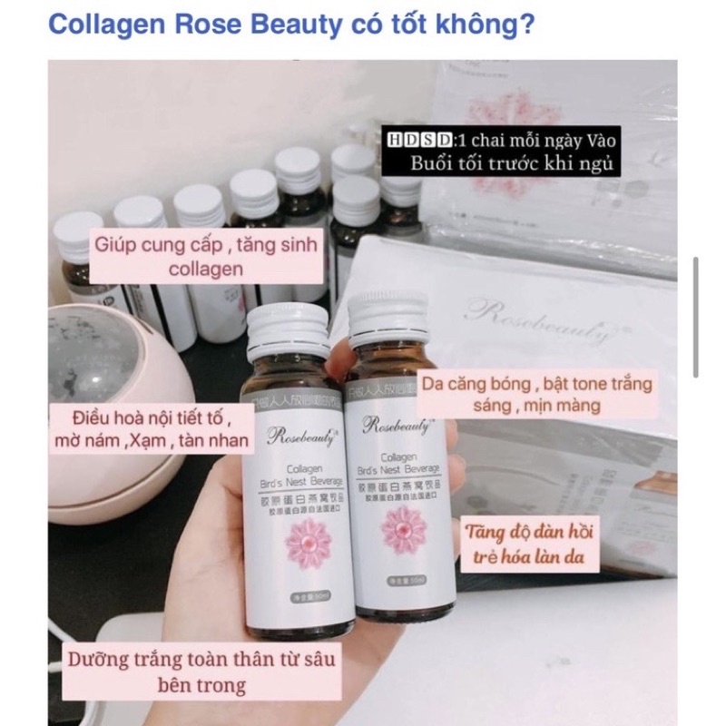 [CHÍNH HÃNG] Collagen Yến Rose beauty trắng da 8 lọ x 50ml