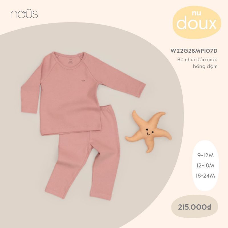 Bộ  Nous dài tay thu đông chất Nu Air size 9-12m đến 2-3y