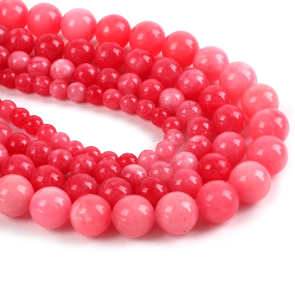 Chuỗi hạt đá tròn tự nhiên màu đỏ kích thước 6-12 mm dùng để làm trang sức thủ công
