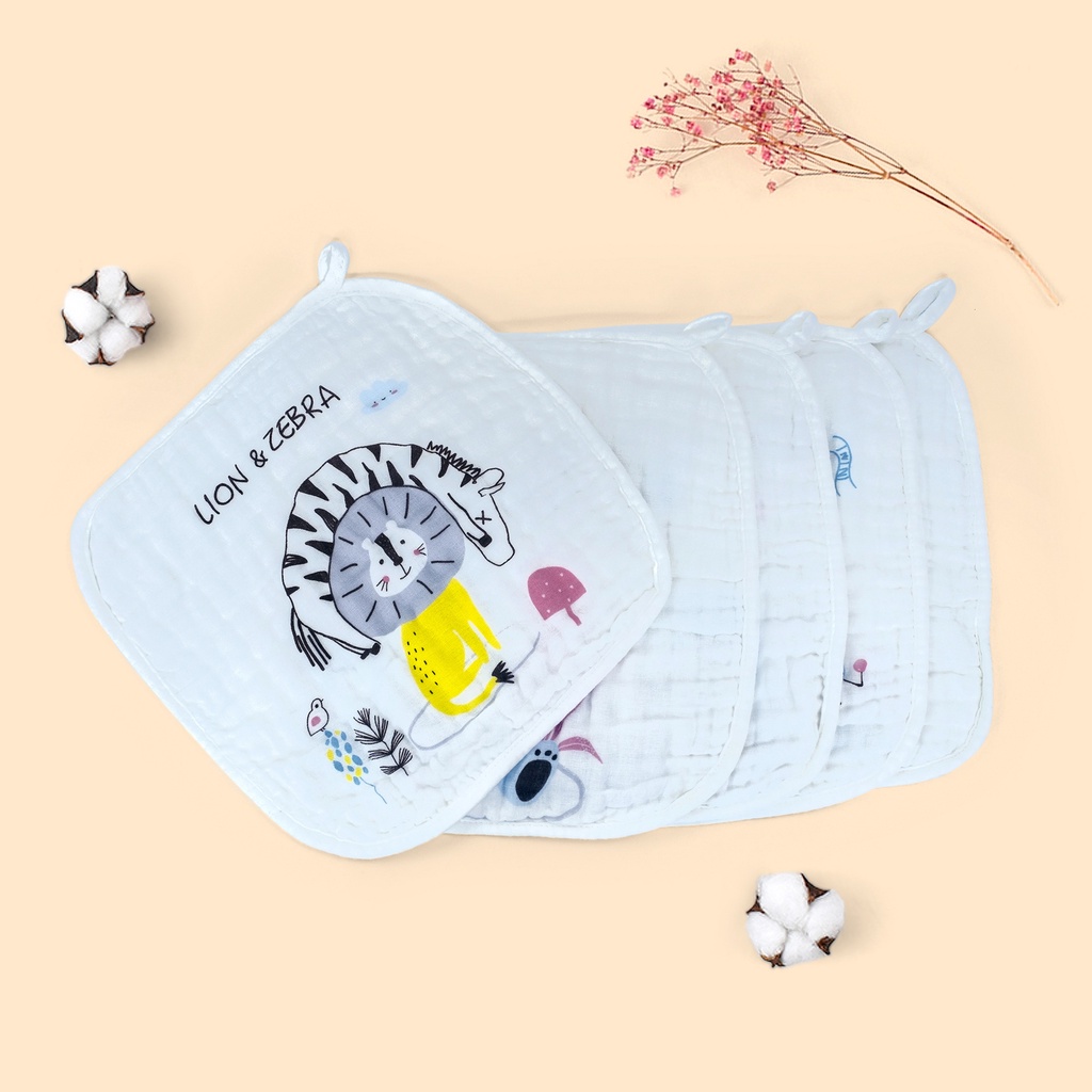 Khăn Sữa Goodmama 6 Lớp MUSLIN SET 5 Khăn 30x30 cm