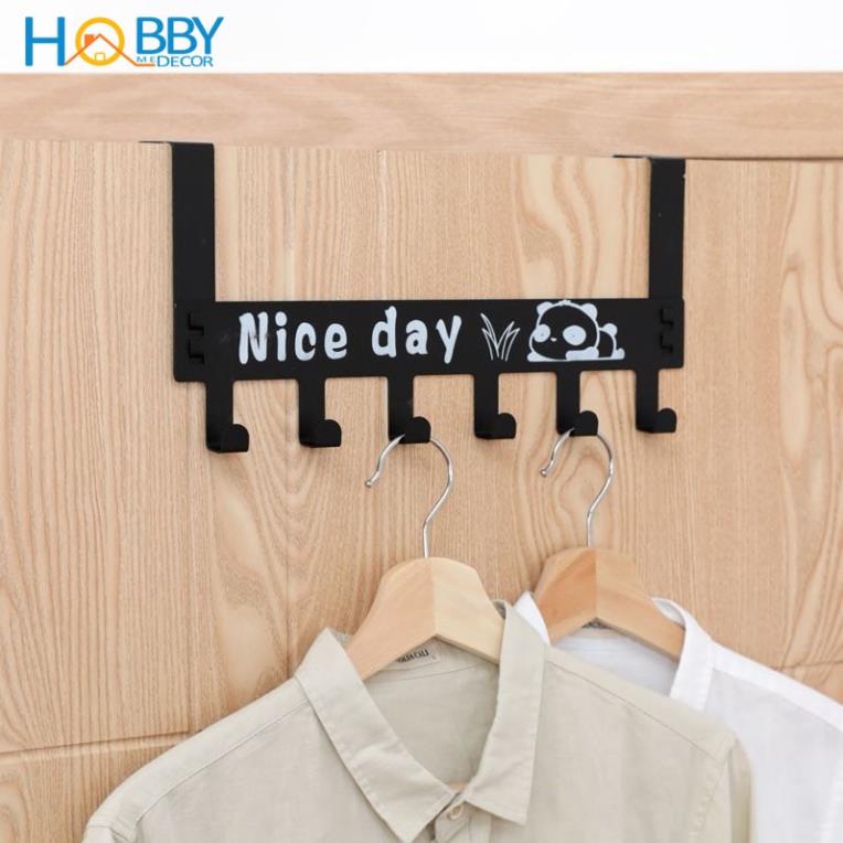 Móc Treo Quần Áo Gắn Sau Cánh Cửa Phòng Sơn Tĩnh Điện Loại 1, In Chữ Nice Day