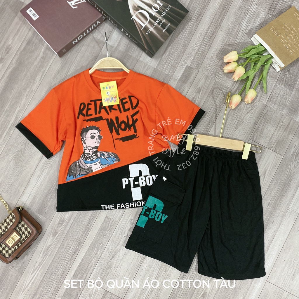 Bộ quần áo thun hè &quot;R.E.T.A&quot; 20-45kg cho bé trai 4-14 tuổi. Năng động, thoáng mát. Hàng may kỹ. B3