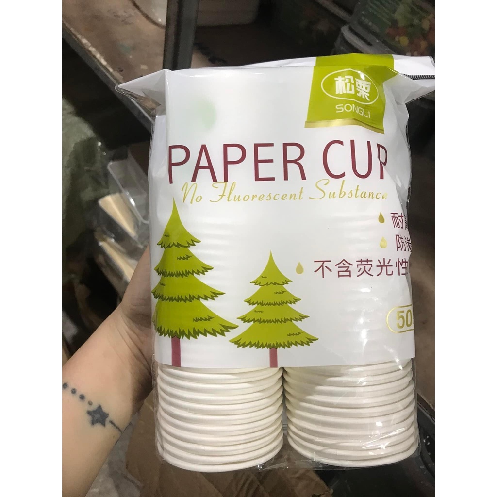 Set 50 cốc, ly giấy chịu nhiệt dùng 1 lần an toàn sức khỏe thân thiện môi trường