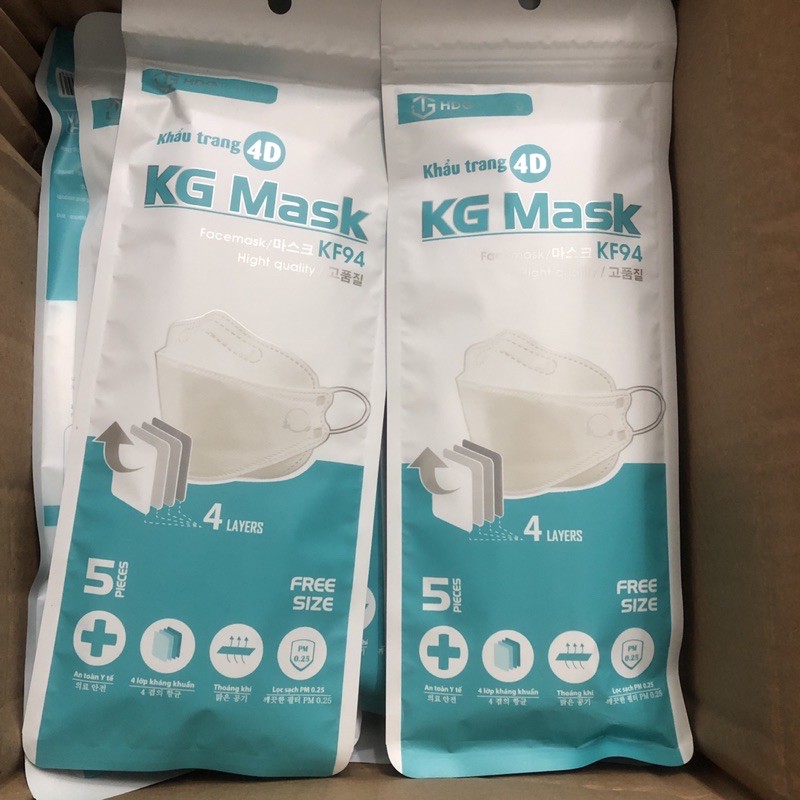 Khẩu Trang 4D KF94 KG MASK - 1 Gói 5 Cái