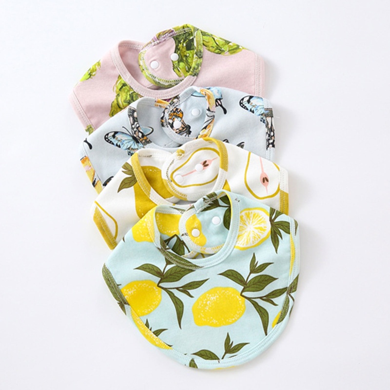 Yếm Ăn Cotton Mềm Mại Có Nút Bấm Dành Cho Bé Sơ Sinh