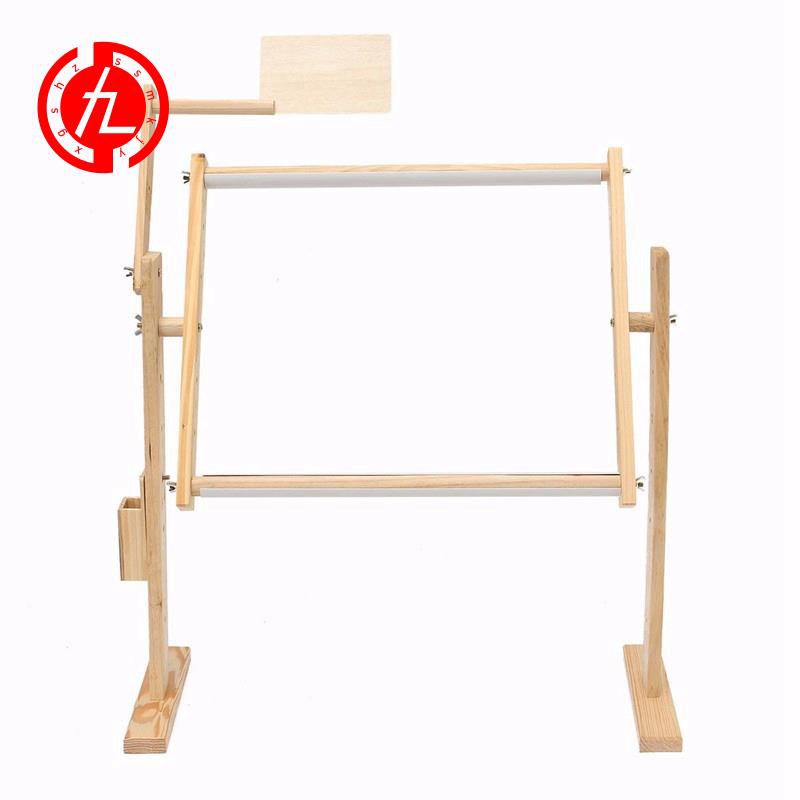 Khung thêu chất liệu gỗ trơn có thể điều chỉnh có chân đứng tiện dụng