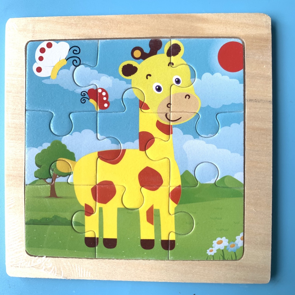 Tranh Ghép Động Vật Rừng - Đồ Chơi Ghép Hình 9 Mảnh, Đồ Chơi Thông Minh Tranh Ghép 9 Mảnh 11*11cm