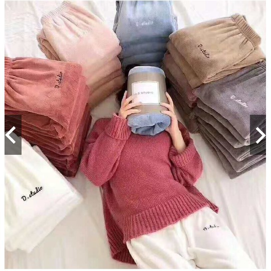 Quần Lông Nhung Kiểu Dáng Baggy D-Studio Siêu Ấm Và Thời Trang