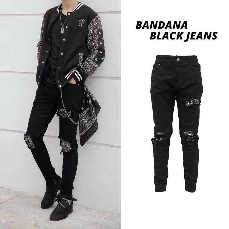 Quần Jean Đen hoạ tiết Bandana - Bandana Black Jean