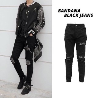 Quần Jean Đen hoạ tiết Bandana - Bandana Black Jean