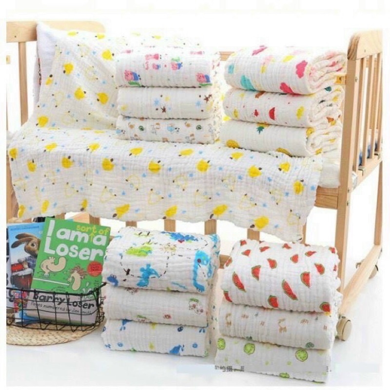 Khăn xô sợi tre đa năng 6 lớp hoạ tiết xinh siêu mềm thấm hút tốt cho bé yêu