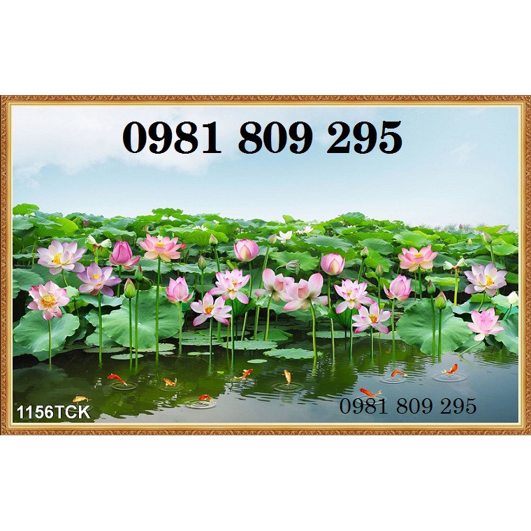 Gạch tranh 3d hoa sen hồ sen đẹp