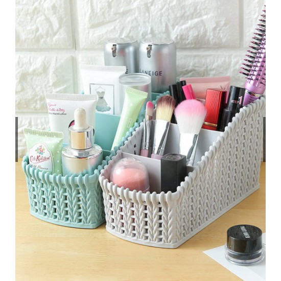 [Giá sỉ] Giỏ Kệ Đựng Đồ Đa Năng Giá Để Đồ Trang Điểm Bằng Mây Nhựa Giỏ Đựng Đồ Lặt Vặt Để Bàn đẹp giá rẻ