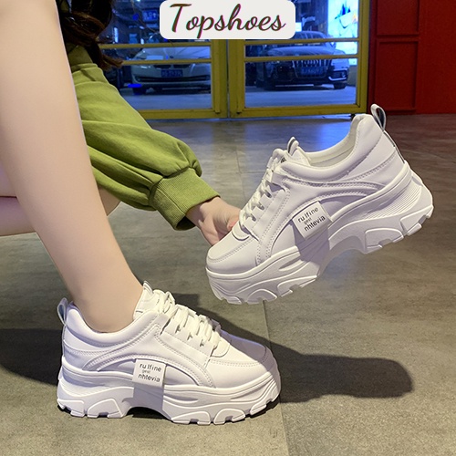 Giày thể thao nữ độn đế, sneaker nữ trắng be cao cấp hot 2022 phong cách Hàn quốc Topshoes size 36-40 (011)