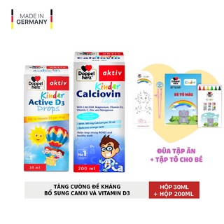 Bộ đôi tăng cường đề kháng, bổ sung vitamin D3 và Canxi cho bé Doppelherz Kinder D3 Drops + Calciovin