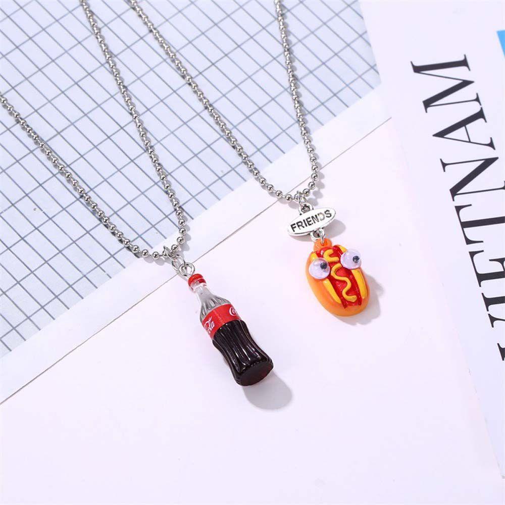 AROMA Vòng Cổ Chuỗi Hạt Kim Loại Mặt Bánh Quy Sữa Hamburger Bánh Hot Dog Quà Tặng Cho Nam