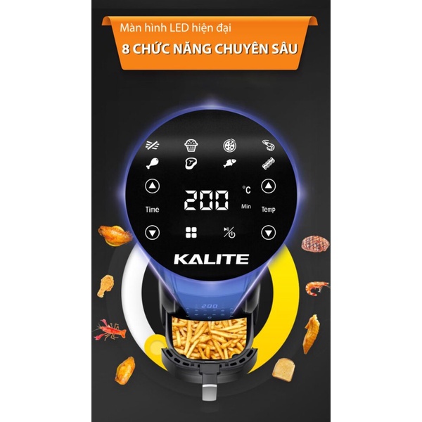 [Mã ELHADEV giảm 4% đơn 300K] Nồi chiên không dầu Kalite Q6, công suất 1700w dung tích 5.5L, hàng chính hãng