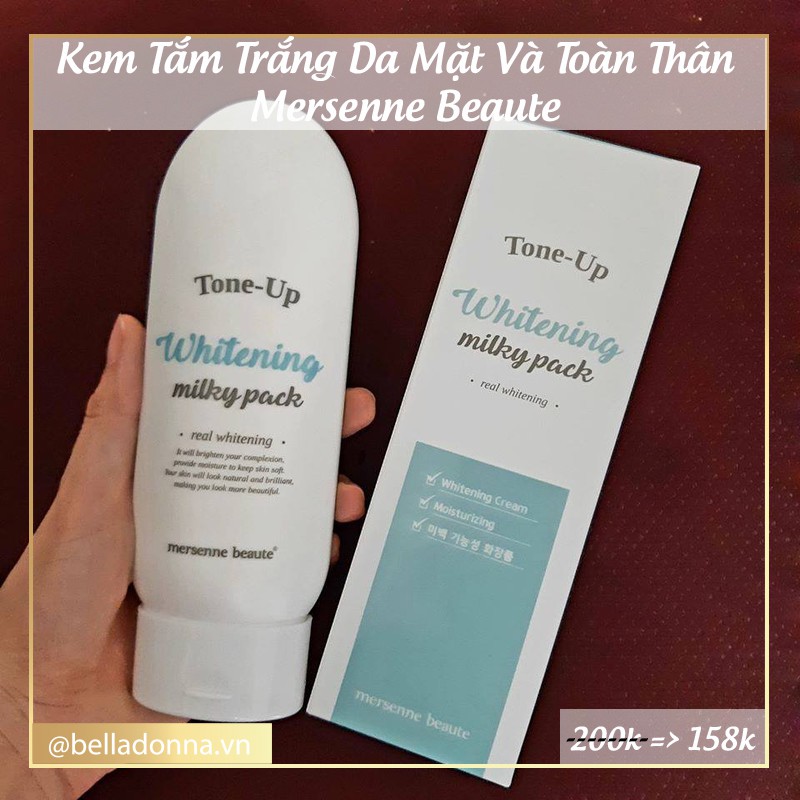 [HÀNG CHÍNH HÃNG] Kem Tắm Trắng Da Mặt Và Toàn Thân Mersenne Beaute Tone Up Whitening Milky Pack 200ml