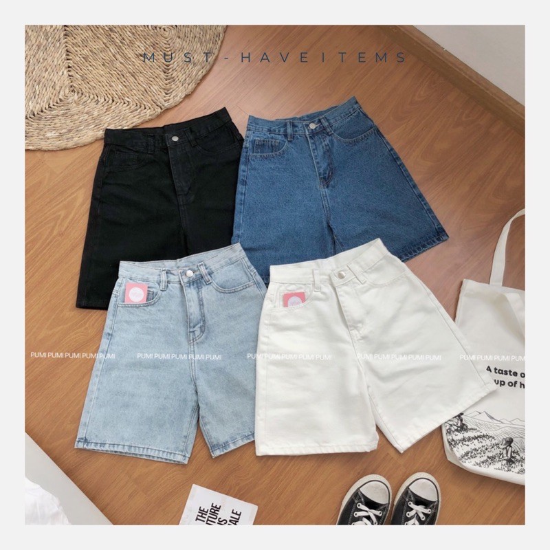 Quần short jeans lưng cao Pumi