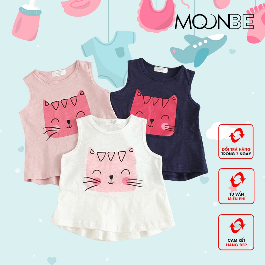 Áo bé gái mèo cute có size đại cho bé từ 1 đến 11 tuổi 40kg chất cotton