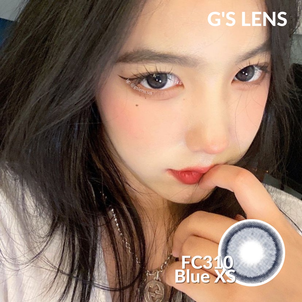 Kính Áp Tròng Xanh Tự Nhiên Không Giãn Size Xs 14mm Có 0-6 Độ Cận FC310 Blue Lens Xanh Dương - G'S LENS