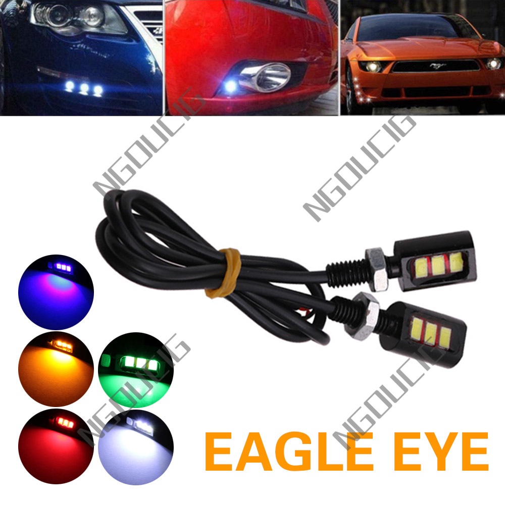 Đèn Led Mắt Đại Bàng NGOUCIG Steady 3SMD Gắn Biển Số Xe Hơi Chạy Ban Ngày Trang Trí Xe Máy Điện Có Nẹp Nẹp