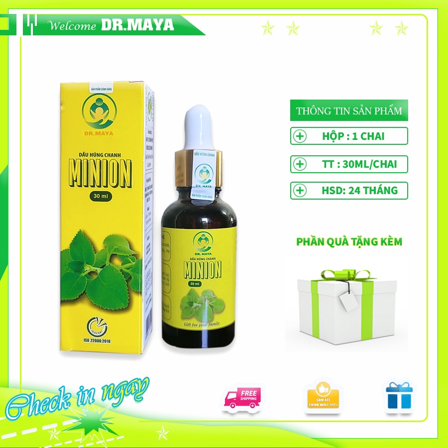 Dầu húng chanh MINION 30ml chiết Lạnh tự nhiên hỗ trợ phòng ngừa ho khàn, sổ mũi cho trẻ